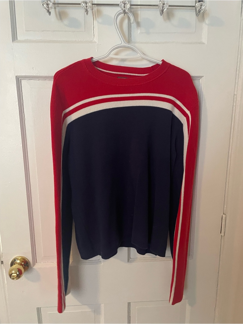Roots Red, White & Navy Striped Crewneck Sweater